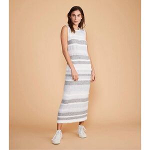 ✨LOU & GREY Women Fuzzyline Stripe Midi Sweater Sleeveless Sz Large Dress✨